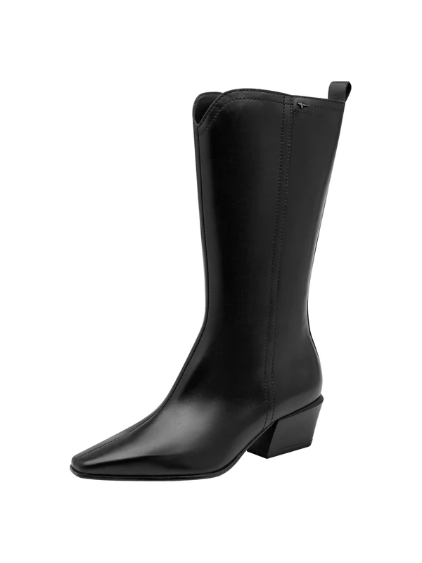 Tamaris Women's Long Shaft Black Leather Boots - Size 40