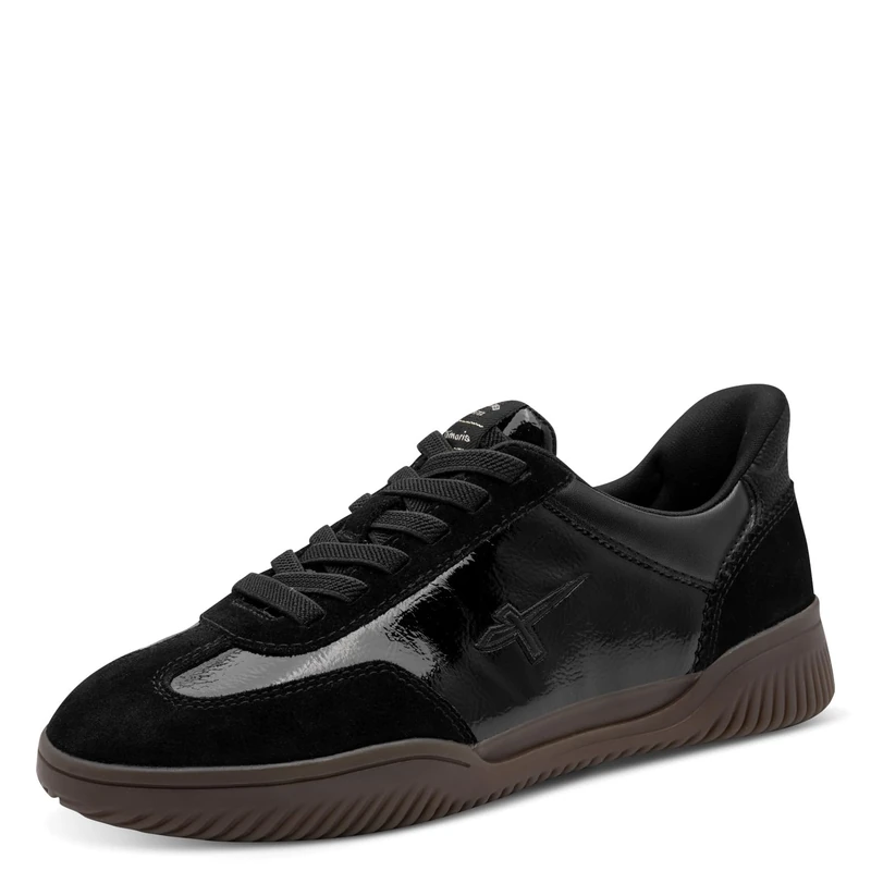 Tamaris Women's Low Flat Trainers, Black (Black Patent), 40