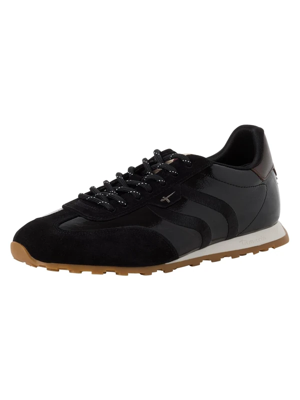 Tamaris Women's Low Flat Trainers, Black (Black Patent), 37