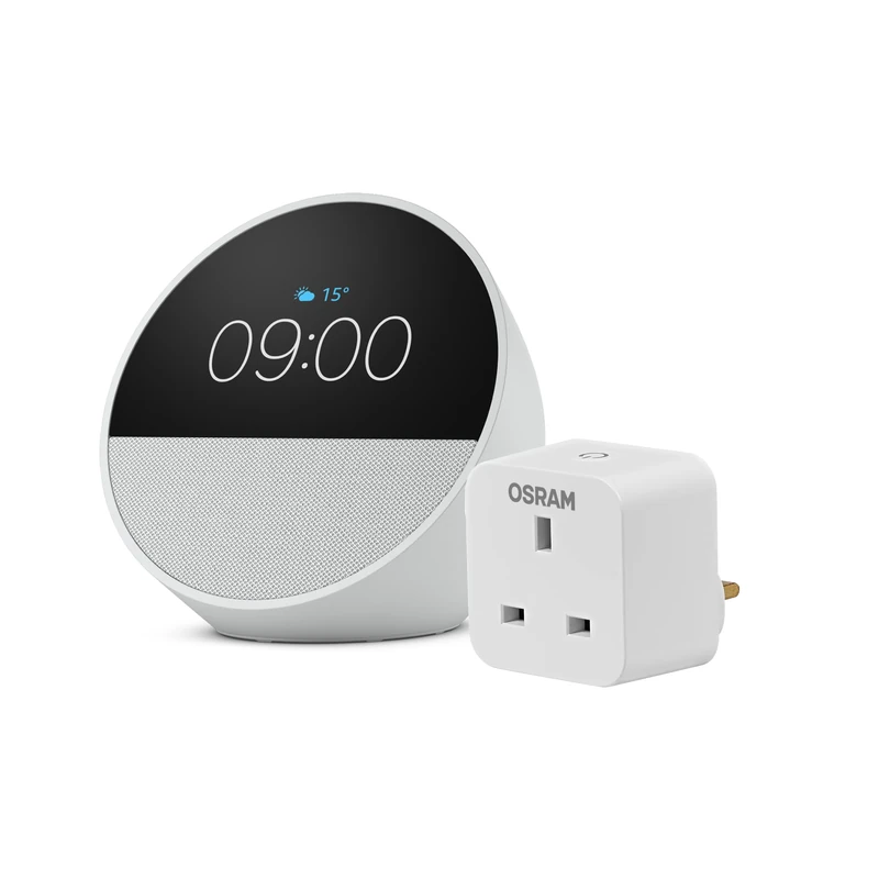 Echo Spot | Glacier White + Osram Smart Plug, with Alexa+ Early Access