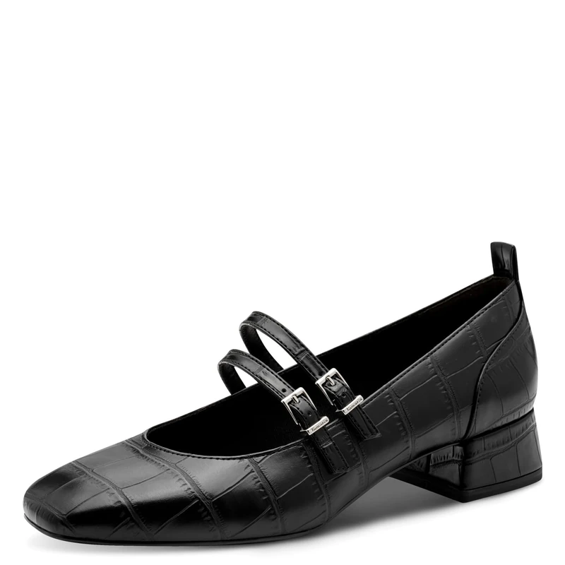 Tamaris Women's Court Shoes with Block Heel, Black (Black Croco), 37