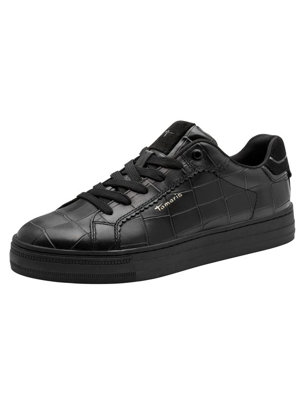 Tamaris Women's Low Flat Trainers, Black (Black Croco), 38