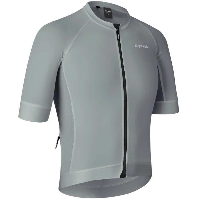 GripGrab PACR Short Sleeve Cycling Jersey Summer MTB Road Gravel Bike Men's Cycle Jersey Full Zip UPF Aero Bike Shirt Men Light Blue
