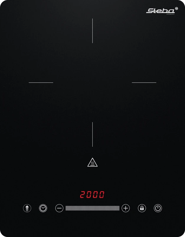 Steba IK 35 Ultra-Flat Induction Hob - Frosted Glass, 9 Levels, Diameter 25 cm, Slide & Touch, 200-2000 W, Timer, Booster & Child Safety