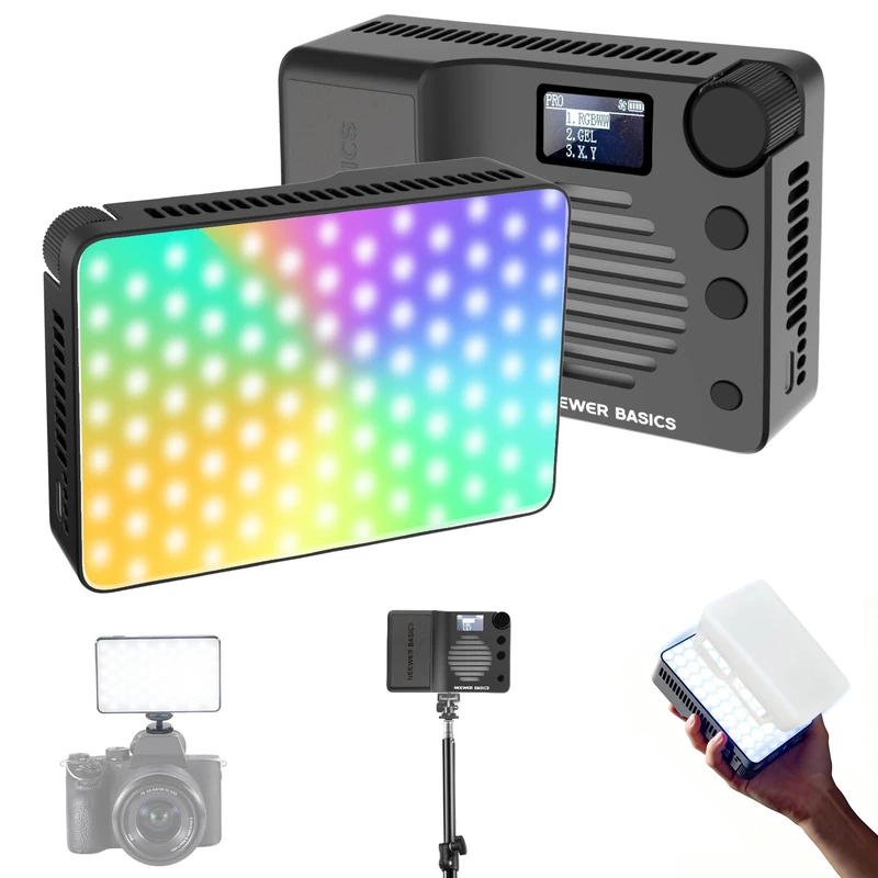 NEEWER BASICS BS40C Full RGB Magnetic Camera Video Light, 45W Boost Mode, Small LED Panel Lighting 4800lx/0.5m CRI95+ 2500-10000K 14 Scenes 5000mAh for DSLR Tripod Streaming Photography Vlog Recording