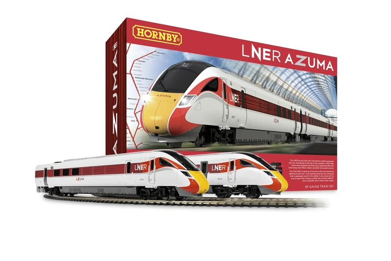 Hornby R1288M LNER Azuma High Speed Railway Junior Train Set - 800201 Locomotive 2 Drive Units and 1 passenger coach. New Tooling.