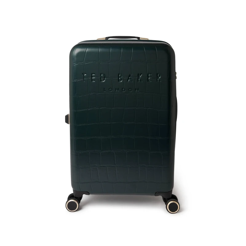 Ted Baker Icon Case Medium Suitcase 68cm Forest Green Patent Croc Hard Shell 4-Wheel TSA Lock Designer Luggage Travel Bag 77L Lightweight ABS Organised Interior Stylish with Compartments - Image 1