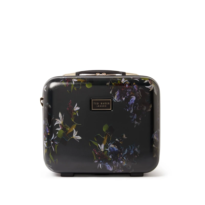 Ted Baker Midnight Bloom Vanity Case Travel Makeup Bag Hard Shell Cosmetic Case Floral Toiletry Bags Portable Carry Handle & Strap Logo Lining, 36cm Travel Organiser Compartments 17L Capacity