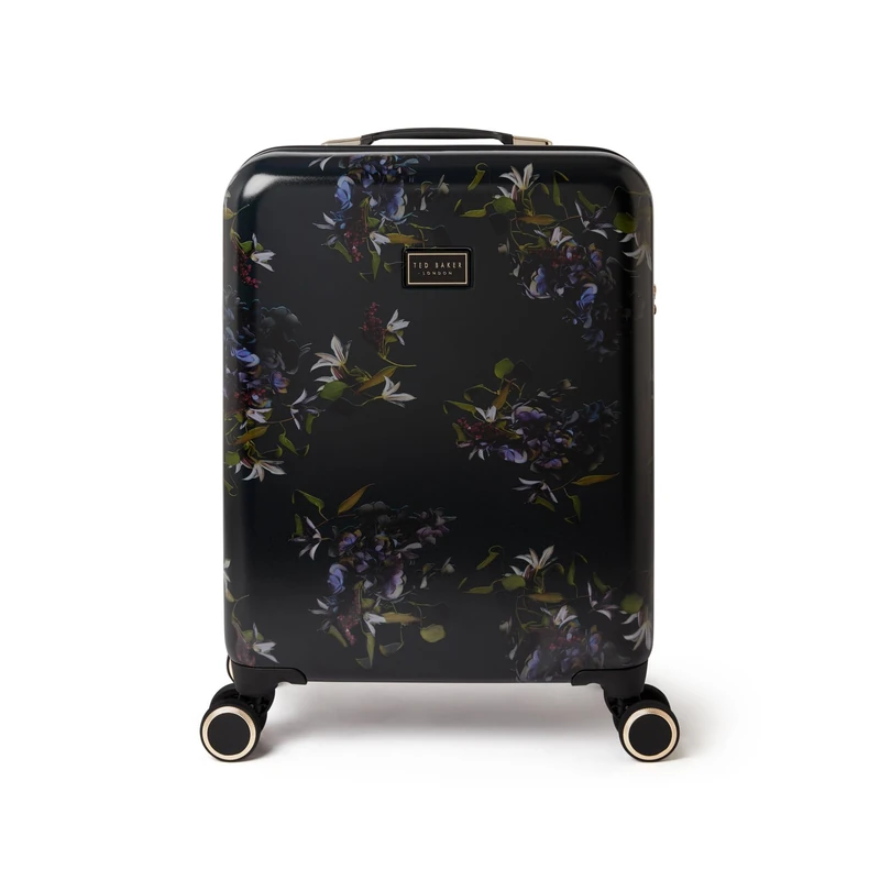 Ted Baker Midnight Bloom Case 55cm Cabin Suitcase Navy Floral 4 Wheel Lightweight ABS TSA Lock Designer Luggage Travel Bag Organised Interior Stylish Carry-On Hard Shell Compartments 39L Capacity