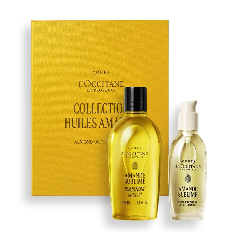 L'OCCITANE Almond (Amande) Oil Collection, Nourishing Supple Skin & Shower Oil Duo for Glowing Skin, Premium and Clean Beauty Bath and Body Gift for All