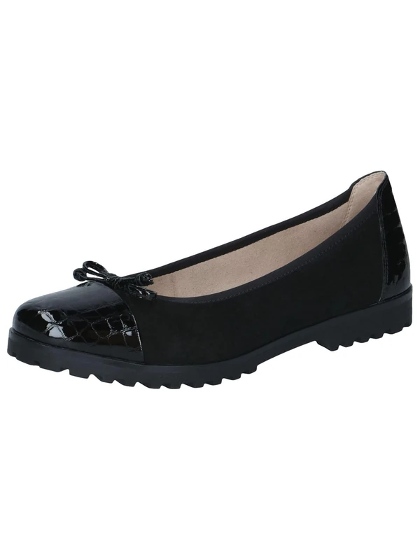 Caprice Ladies Leather Ballet Flats Black (BLK Croco Comb), 37