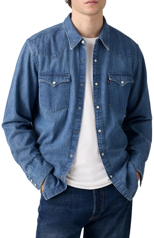 Levi's Men's Barstow Western Standard Shirt, Midnight Black, L - Image 1