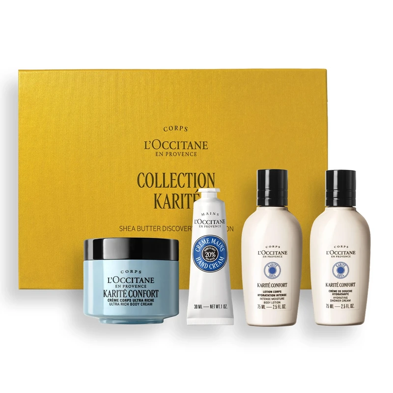 L'OCCITANE Shea Butter (Karité) Discovery Collection, Hydrating Body & Hand Care Set, Premium and Clean Beauty Bath and Body Gift for All