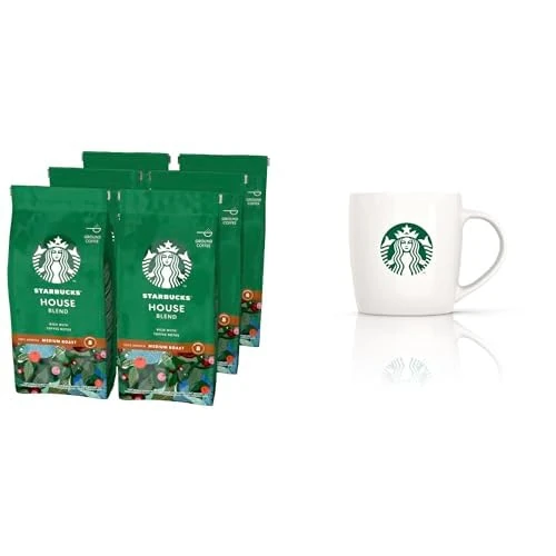 STARBUCKS House Blend, Medium Roast, Ground Coffee 200g (Pack of 6) + Gift mug included