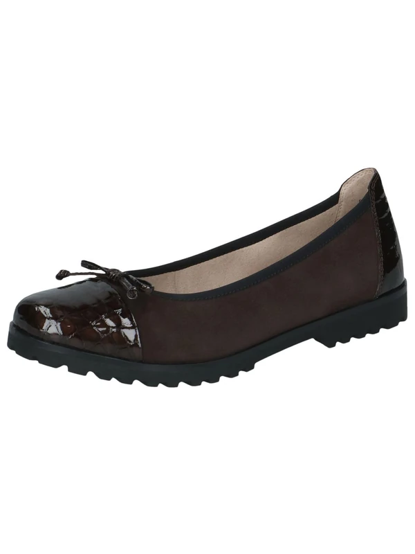Caprice Ladies Leather Ballet Flats Brown (BRN Croco Comb), 39