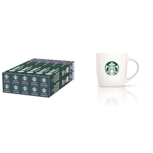 STARBUCKS Espresso Roast by Nespresso, Dark Roast, Coffee Capsules 10 x 10 (100 Capsules) + Gift mug included