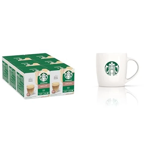 STARBUCKS Caffè Latte by NESCAFÉ Dolce Gusto, Creamy Milk Coffee, 100% Arabica Beans, 72 Caffè Latte Pods (6 packs) + Gift mug included