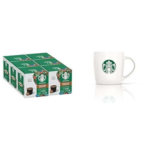 STARBUCKS Americano House Blend Medium Roast Coffee Pods by NESCAFÉ Dolce Gusto - 72 Coffee Americano Pods (6 packs) + Gift mug included