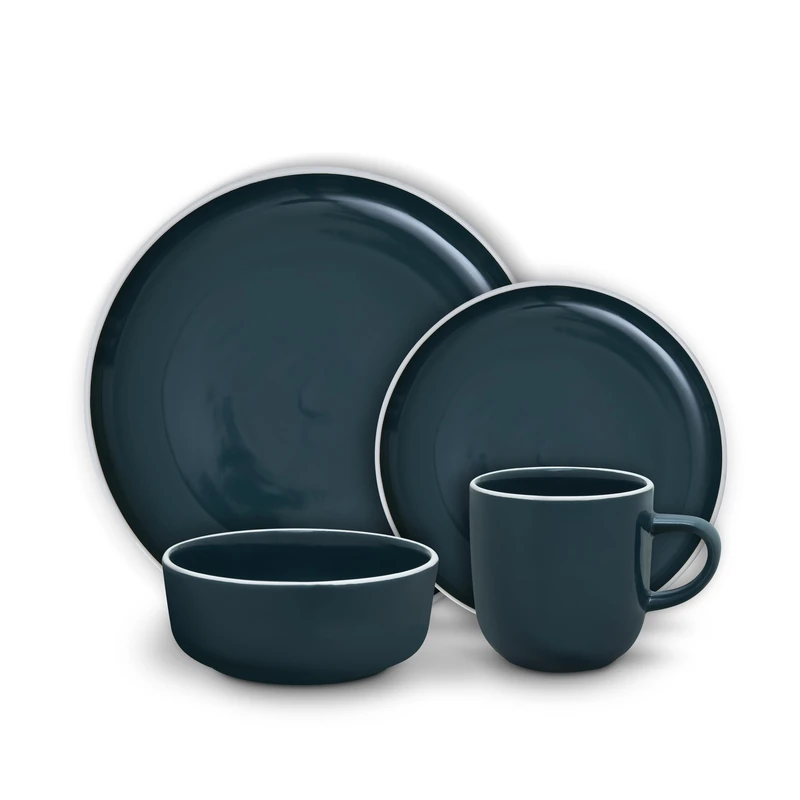 Barbary & Oak Nattura 16 Piece Dinnerware Set, 4X Dinner Plates, 4X Side Plates, 4X Bowls, 4X Mugs, Made from Premium Stoneware, Dishwasher Safe, Agave