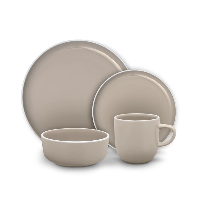 Barbary & Oak Nattura 16 Piece Dinnerware Set, 4X Dinner Plates, 4X Side Plates, 4X Bowls, 4X Mugs, Made from Premium Stoneware, Dishwasher Safe, Agave