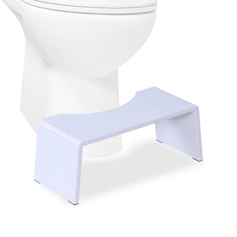 Relaxdays Bamboo Toilet Footstool, Foldable, Non-slip for Adults, 19x43.5x20 cm, White
