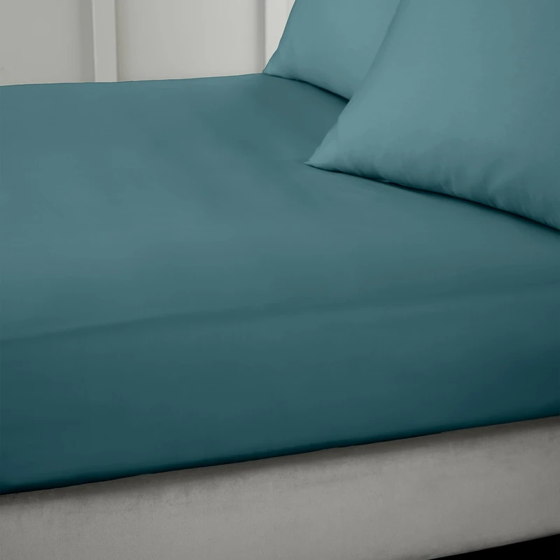 Bianca 400 Thread Count Cotton Sateen Emperor Fitted Sheet Teal