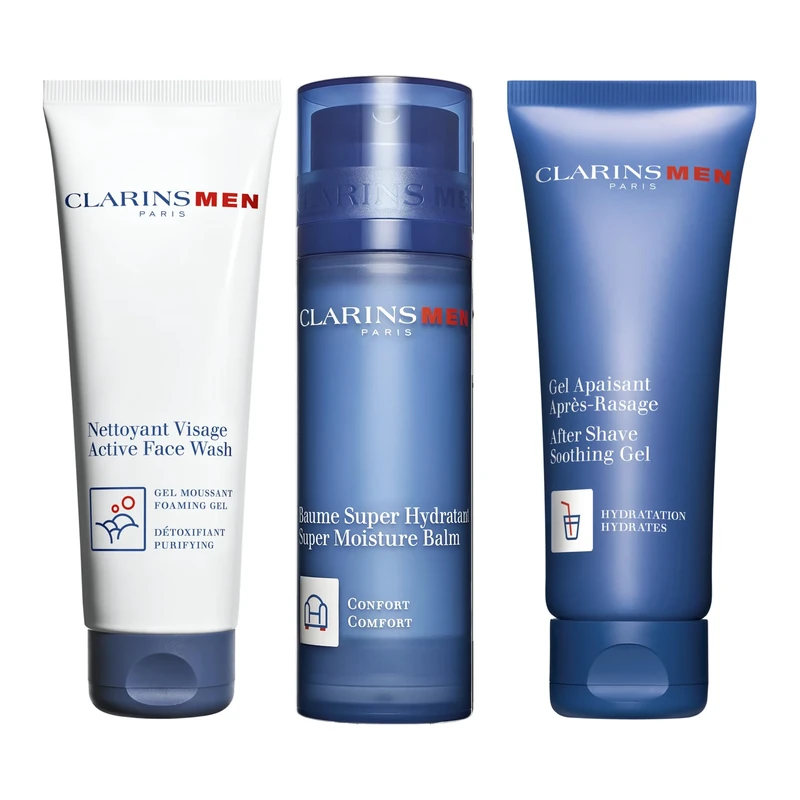 ClarinsMen Ultimate Bundle | Clarins Gift Set for Men | Moisturise, Cleanse and Soothe Skin