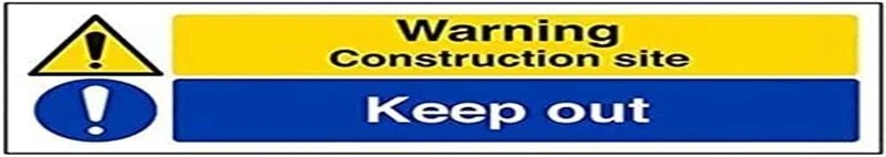 V Safety Eco Friendly Warning Building - Warning, Construction Site/Keep Out - 300 x 100 mm Safety Sign (Pack of 6)