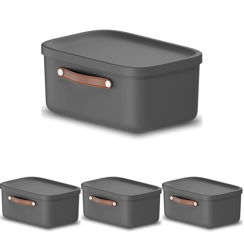 Rotho Maloja Storage box 12 l, Plastic (PP recycled), 12 (39.5 x 26.5 x 17.7 cm) (Pack of 4)