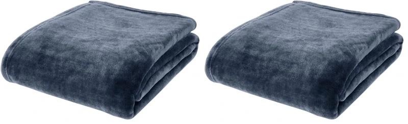 Catherine Lansfield Extra Large Raschel Velvet Touch 200X240cm Throw Navy (Pack of 2)