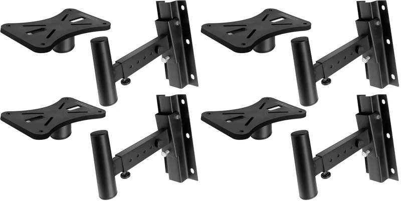 Pyle Speaker Mounting Bracket Dual Adjustable 90°–30° Tilt Rotation with Solid Steel Pin Safety Stop, 31.75cm Wall Arm, Universal Sound Bar Mount, Space-Saving for Small Apartment Storage (Pack of 2)