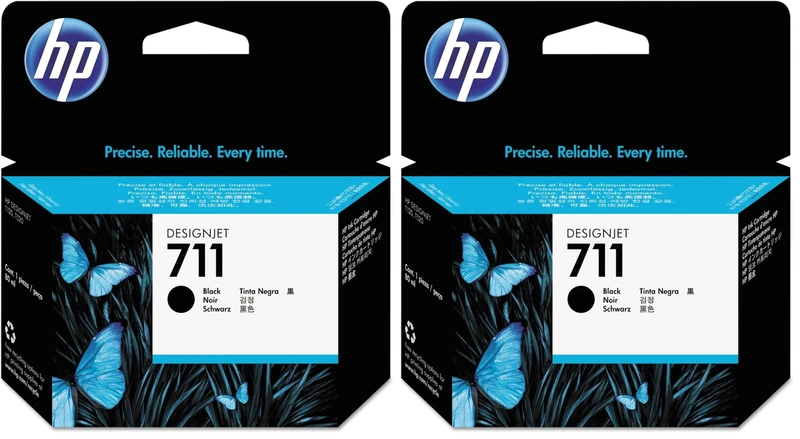 HP CZ133A 711 80ml Ink Cartridge for Designjet T120/T520 Large Format Inkjet Printers - Black (Pack of 2)