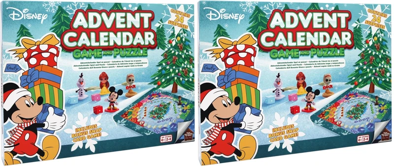 Disney Advent Calendar - Official Christmas Board Game, 16 x Disney 3D Characters Included, Great Gift For Kids, Ages 3+ (Pack of 2)