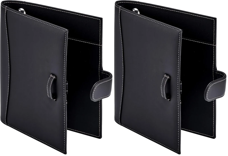 It's Academic Mini Executive Leather Portfolio Folder, 1"" Ring Binder and 250-Sheet Capacity, Note Pads, and 5.5"" x 8.5"" Documents, 2 Pen Loops, Black Faux Leather (98294) (Pack of 2)