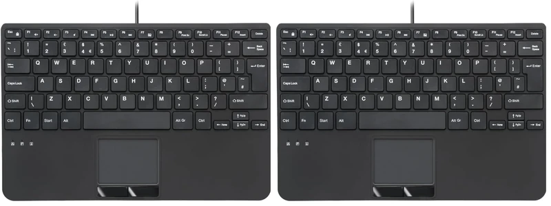 perixx PERIBOARD-525 UK Wired Mini USB Keyboard with Touchpad, X Type Scissor Keys, 2 USB Hubs, UK QWERTY Layout, Compact Design, Black (Pack of 2)