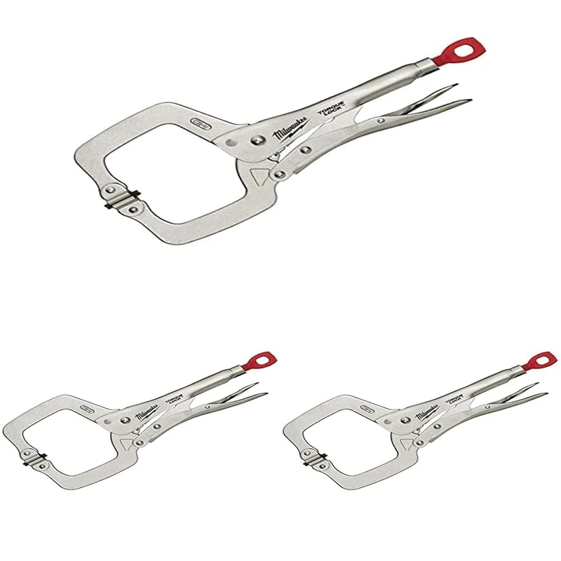 Milwaukee Torque Lock Locking C-Clamp with Swivel Pads 280mm (11in), Silver (Pack of 3)