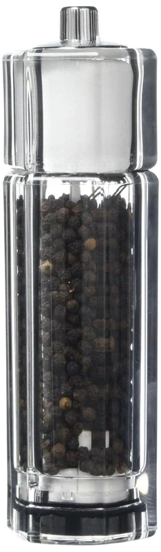 T&G Classic Hexagonal Straight-Sided Clear Acrylic 2-in-1 Combi Pepper Mill and Salt Shaker, 16 cm Transparent 12649 (Pack of 6)