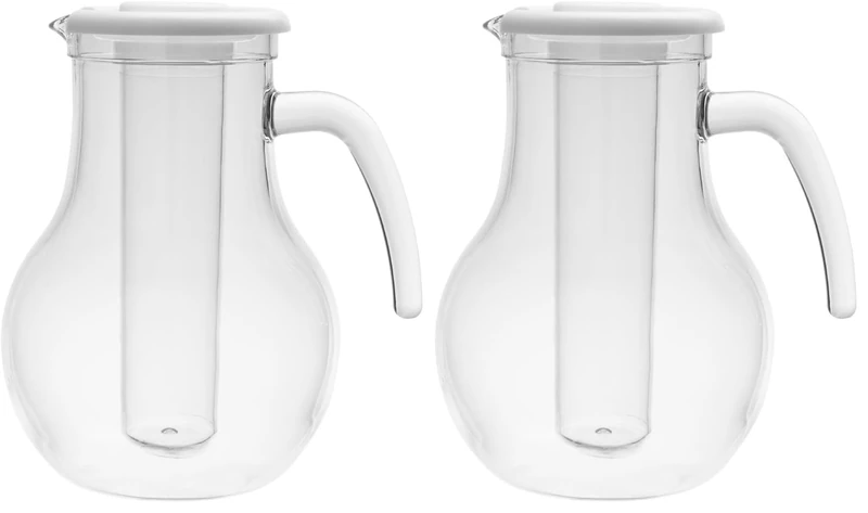 Olympia Kristallon Jug with Cooling Tube, Plain, 1600ml - Beverage Serveware Pitcher for Cold Drinks HC356 (Pack of 2)