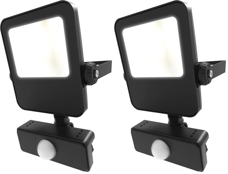 4lite Motion Sensor Floodlight 10W 2400lm IP65 Black (Pack of 2)