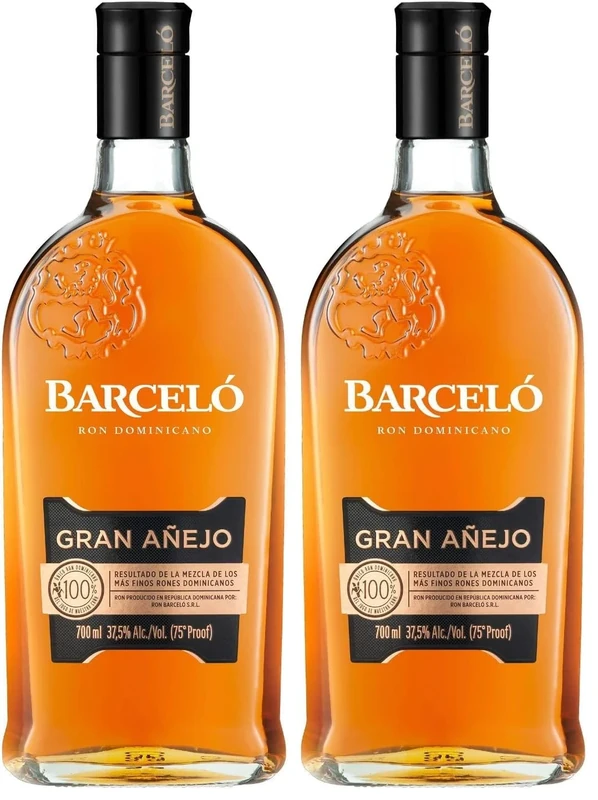 Barceló Gran Anejo Dominican Rum | 70cl | 37.5% vol | B Corp | Golden Rum | B Corp | Made in the Dominican Republic From Sugar Cane Juice | Aged in Ex-Bourbon American Oak Casks (Pack of 2)