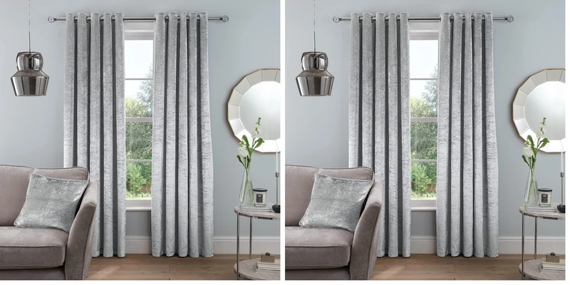 Sleepdown Curtains, Polyester, Silver, 2 x 46" x 54" (Pack of 2)
