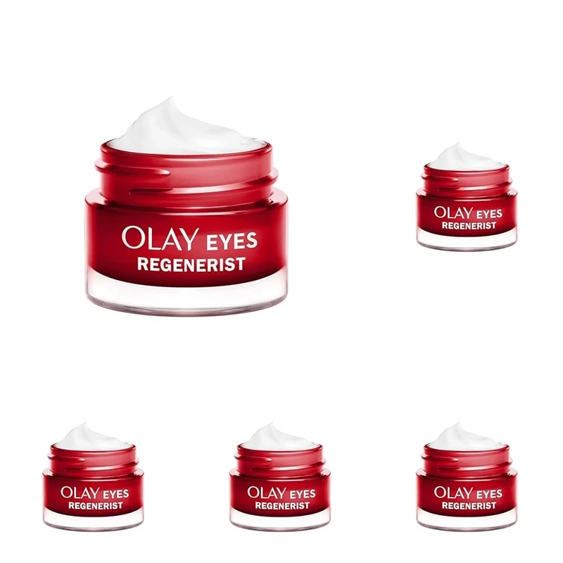 Olay Regenerist Eye Cream, Anti-Wrinkle + Active Firming Skincare Eye Moisturiser with Anti-ageing Niacinamide and Peptides, Renews, Firms and Hydrates, Fragrance Free, 15ml (Pack of 5)