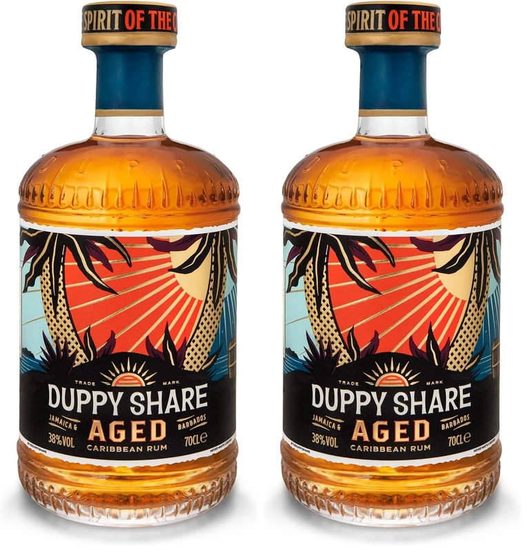 The Duppy Share Aged Rum - Caribbean Spirit 70cl (ABV 38%) | Perfectly Balanced, Award-Winning Fusion | An Exquisite Blend for your Favourite Cocktail (Pack of 2)