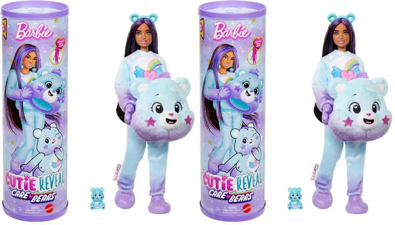 Barbie Cutie Reveal Care Bears Doll & Accessories, Series 2 Dream Bright Bear with 10 Surprises Including Color Change & Mini Bear, JFV61 (Pack of 2)