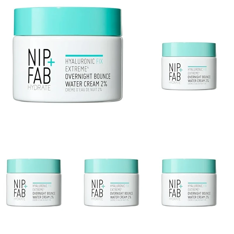 Hyaluronic Fix Extreme4 Overnight Bounce Water Cream 2% 50 ml, Hydrating, Smooths Pores, Fine Lines and Wrinkles, Prevents Moisture Loss (Pack of 5)
