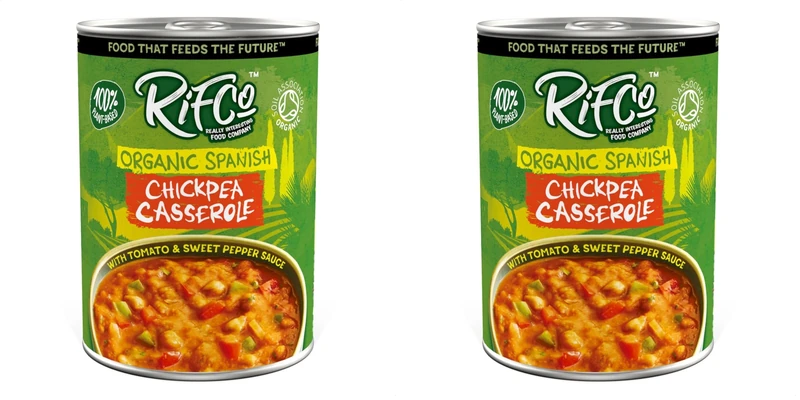 RIFCo Organic Spanish Chickpea Casserole, 6 x 400 g Cans – Spanish-Style Dish with Chickpeas, Tomatoes, Peppers, Onion, Chilli, Garlic & Parsley (Pack of 2)