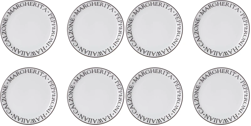 Premier Housewares Serving Small Side Plates Glazed Finishing Large Pizza Plates Serving Set of 4 Porcelain White 23 x 23 x 2 cm (Pack of 2)