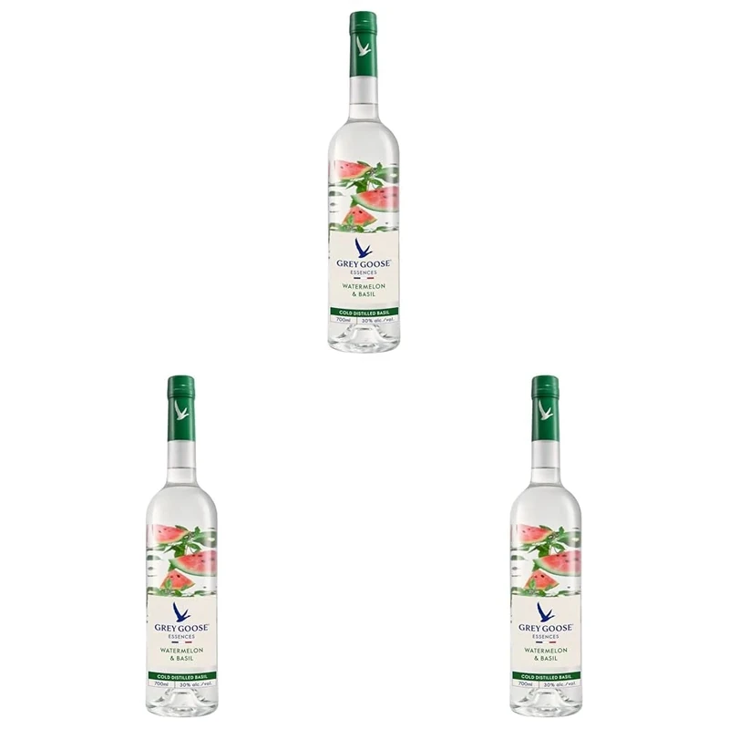 Grey Goose Essences Watermelon & Basil, 30% ABV, 70cl / 700ml, Natural Flavoured Vodka Spirit Drink, Made with Grey Goose Vodka, Infused With Real Fruits & Botanical Essences (Pack of 3)