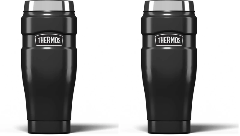 Thermos Stainless King Travel Tumbler & Multi- Purpose Flask- 470ml Insulated Hot & Cold Water Bottle for Daily Commute & Weekend Adventures - Sleek Design in Gun Metal, 5-Year Durability (Pack of 2)