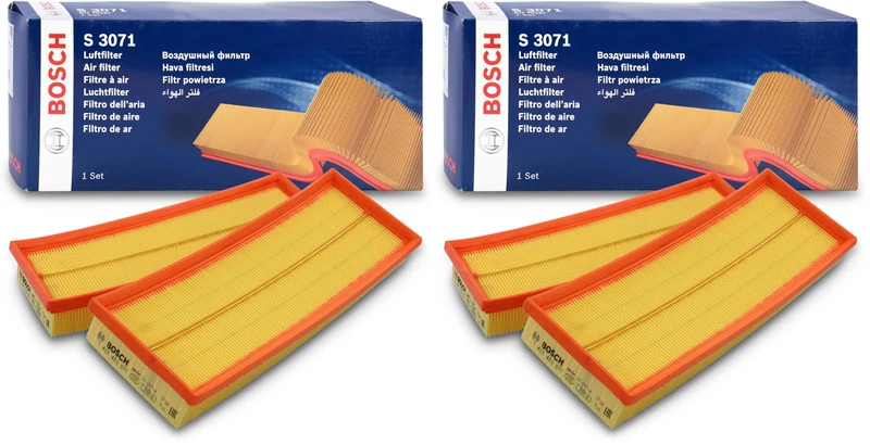 Bosch S3071 Car Air Filter - Separates Particles from the Air Intake - Moisture-resistant plus High Tensile Strength (Pack of 2)